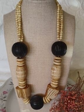 Handcrafted Boho Style Jumbo Beads Wood Like Material